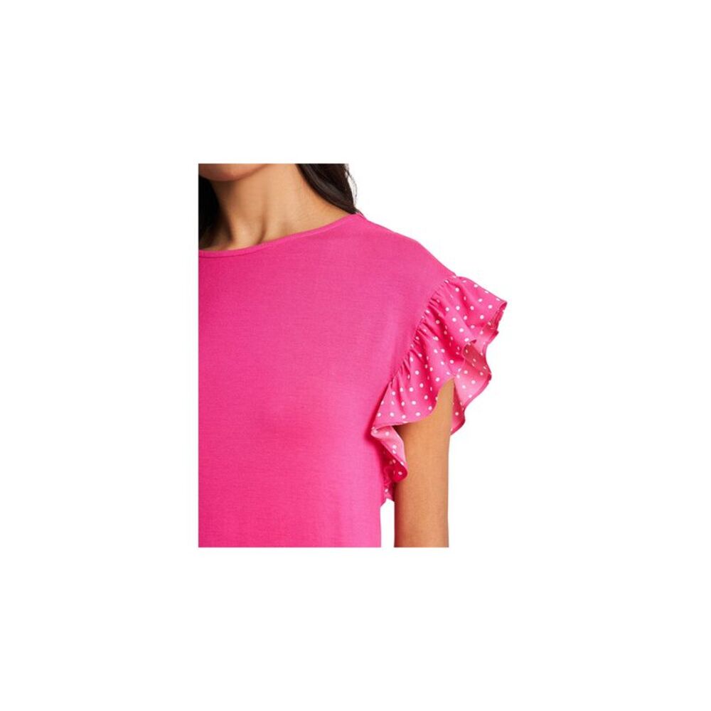 RILEY&RAE Womens Pink Stretch Flutter Sleeve Crew Neck Wear To Work Top XS - Picture 3 of 4